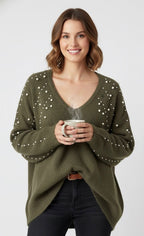 Go Casually Women's Olive Green Cardigan