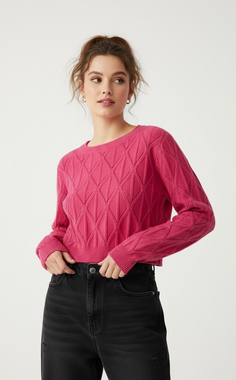 Go Casually Women's Pink Crop Pullover