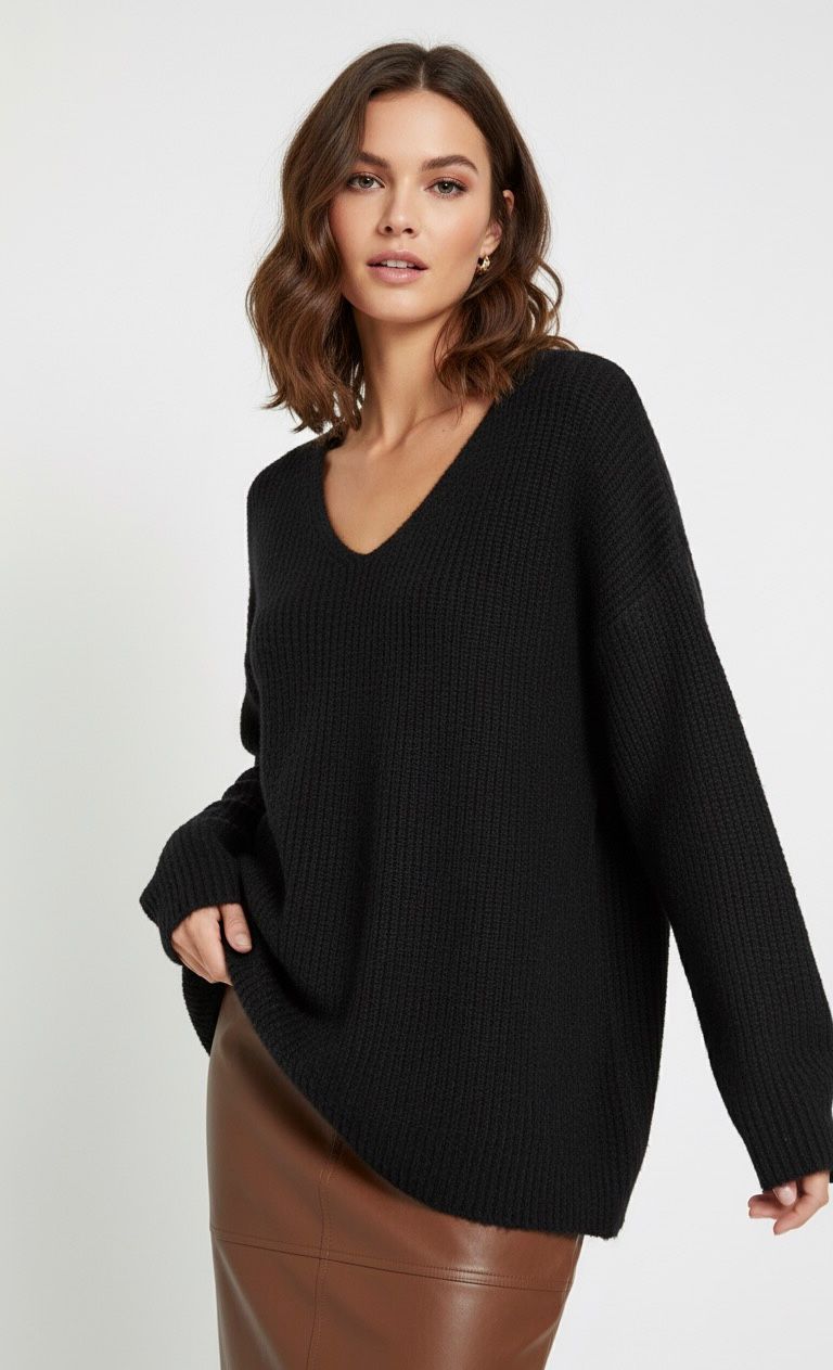 Go Casually Women's Black loose Pullover