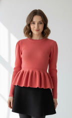 Go Casually Women's Dark Pink Knitted Top