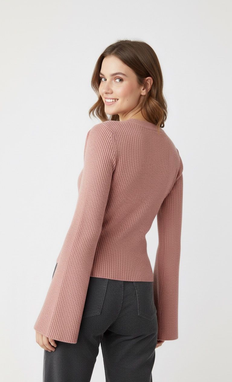 Go Casually Women's Baby Pink Knitted Top