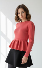 Go Casually Women's Dark Pink Knitted Top