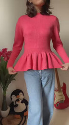 Go Casually Women's Dark Pink Knitted Top