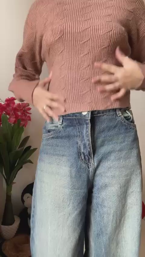 Go Casually Women's Brown Knitted Top