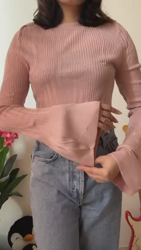 Go Casually Women's Baby Pink Knitted Top