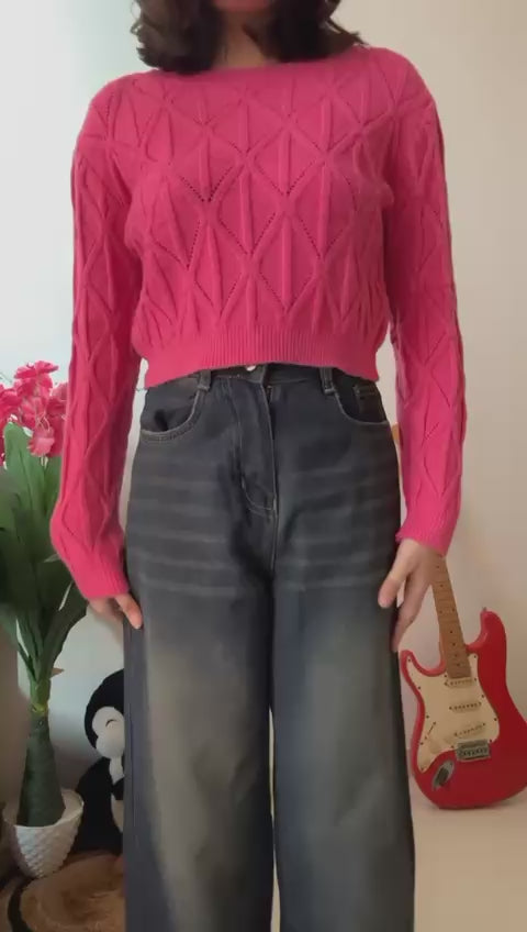 Go Casually Women's Pink Crop Pullover