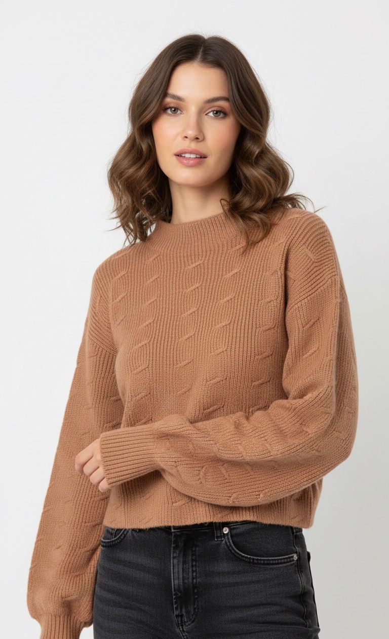 Go Casually Women's Brown Knitted Top